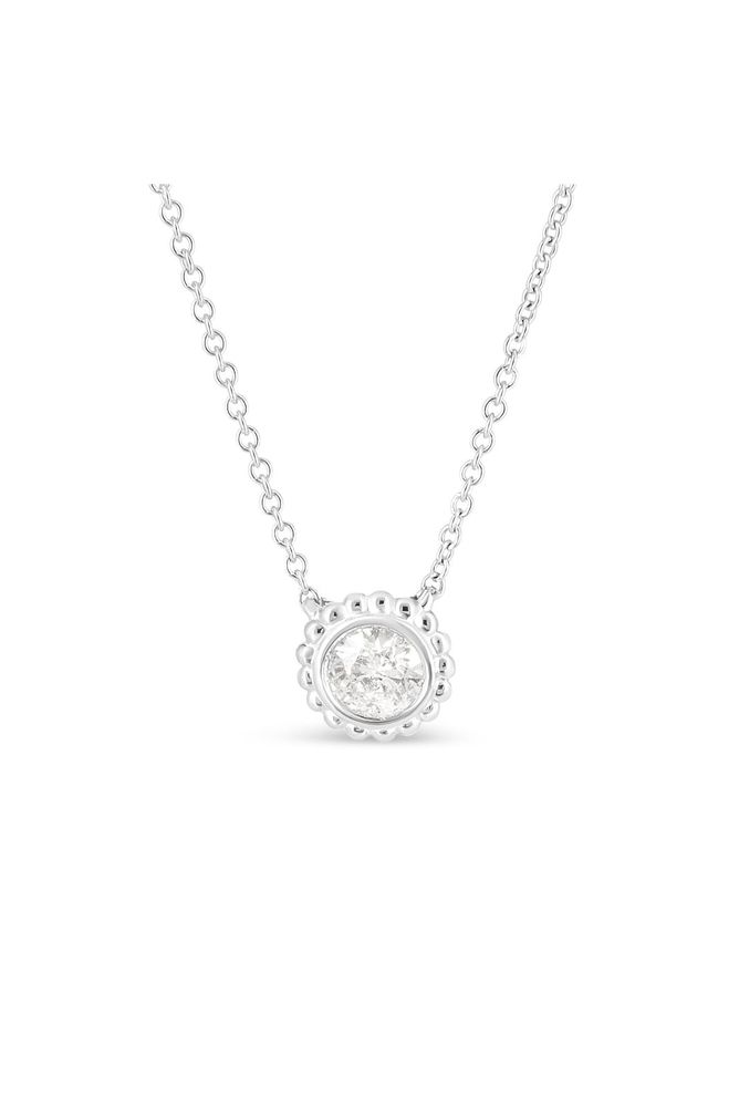 1/2 Cttw Bezel Set Round Diamond Sunflower Finish Necklace